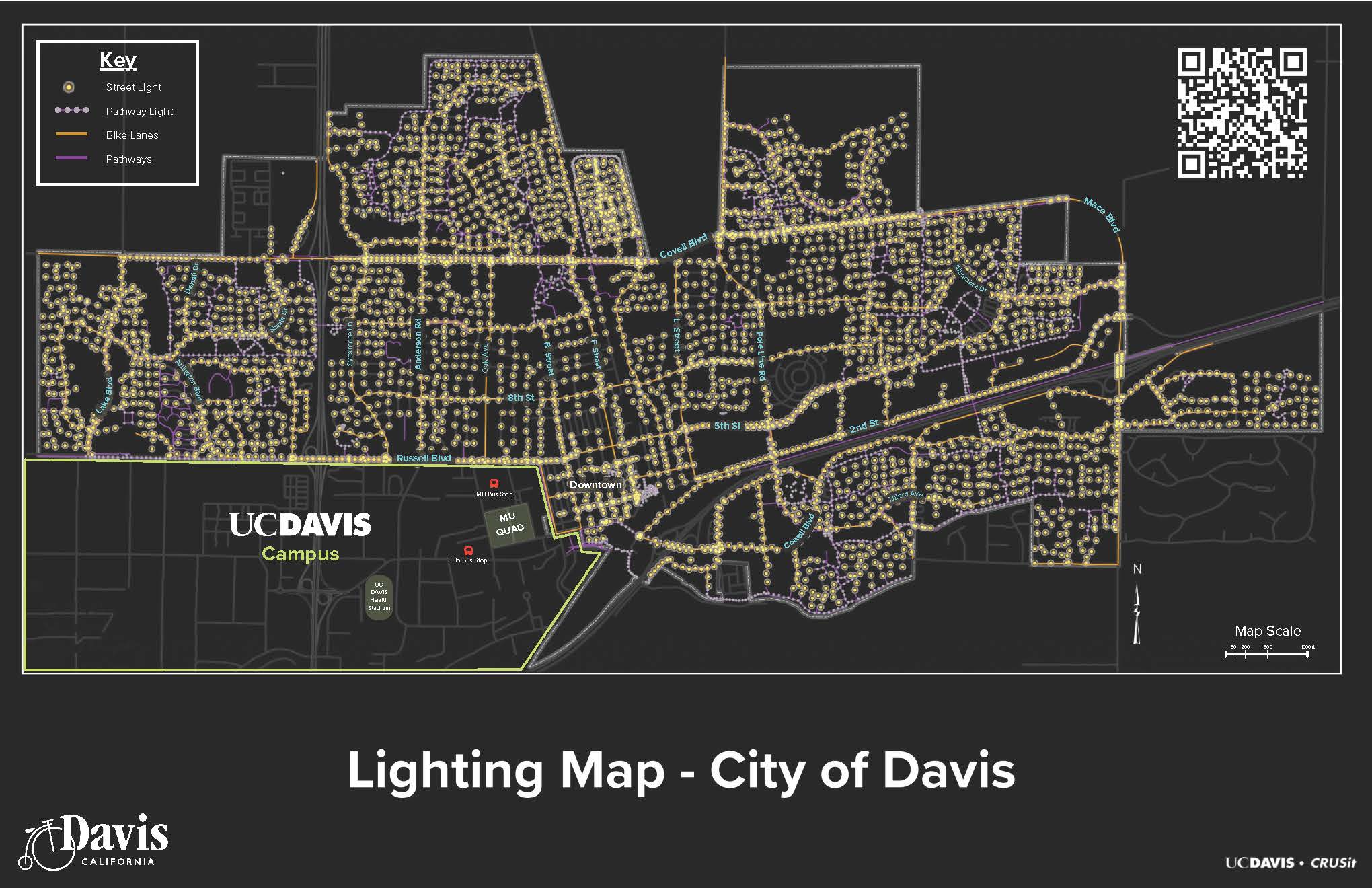 A map of all the lights in Davis