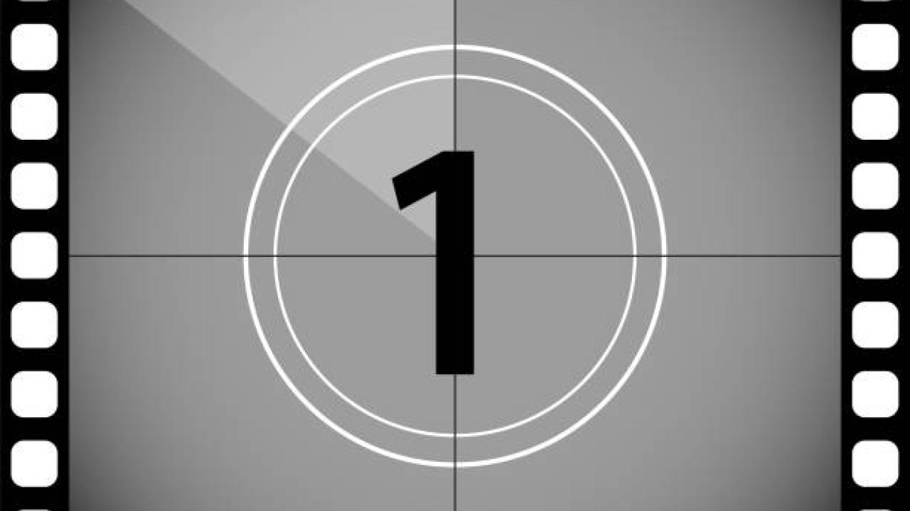 old fashioned movie countdown timer set to 1 second