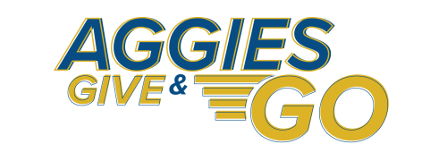 Logo that says Aggies give and go